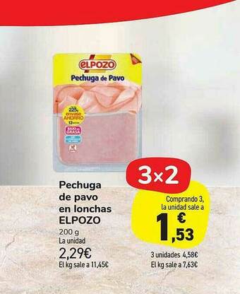 Carrefour Market Pechuga De Pavo En Lonchas Elpozo oferta