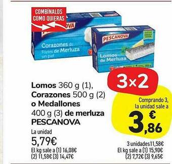 Carrefour Market Lomos Corazones O Medallones De Merluza Pescanova oferta