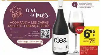 Consum Vino Tinto Crianza D.o. Ribera Del Duero Clea oferta