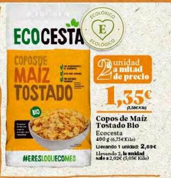 Gadis Copos De Maíz Tostado Bio Ecocesta oferta