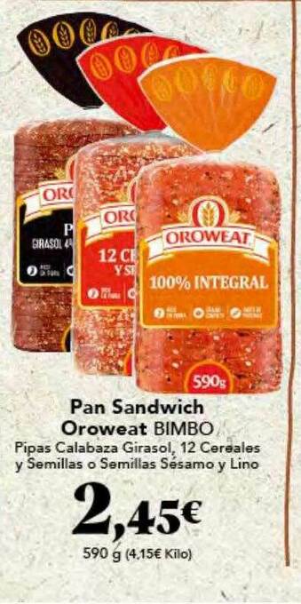 Gadis Pan Sandwich Oroweat Bimbo oferta