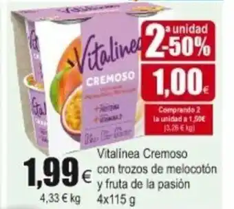 FROIZ Vitalinea Cremoso con trozos de melocotón y fruta de la pasión 4 x 115g oferta