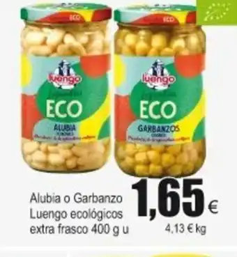 FROIZ Alubia o Garbanzo Luengo ecológicos extra frasco 400g u oferta
