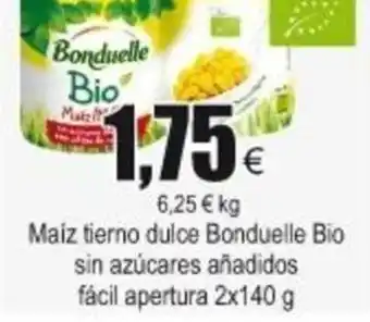 FROIZ Bonduelle Bio Maíz tierno dulce sin azúcares añadidos fàcil apertura 2 x 140g oferta