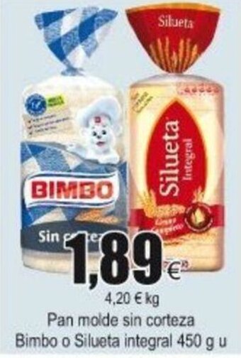 FROIZ Bimbo Pan molde sin corteza o Silueta integral 450g u oferta