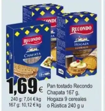 FROIZ Recondo Pan Tostado Chapata 167g Hogaza 9 cereales o Rústica 240g u oferta