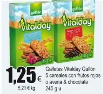 FROIZ Vitalday Galletas Gullón 5 cereales con frutos rojos o avena & chocolate 240g u oferta