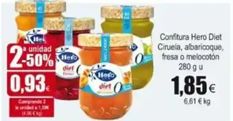 FROIZ Confitura Hero Diet Ciruela, albaricoque, fresa o melocoton 280g u oferta