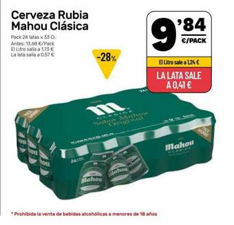 AhorraMas Cerveza Rubia Mahou Clásica oferta