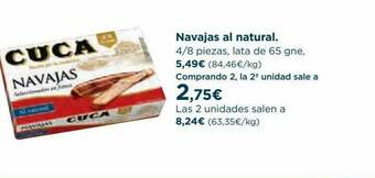 Hipercor Navajas Al Natural oferta