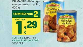 HiperDino Diamante Albóndigas Con Guisantes O Pollo oferta