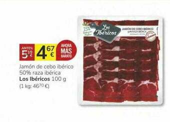 Supermercados Charter Jamón De Cebo Ibérico 50% Raza Ibérica Los Ibéricos oferta