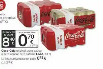 Supermercados Charter Coca-cola Original Zero Azúcar O Zero Azúcar Zero Cafeína Lata Lata Suelta Fuera Del Pack oferta