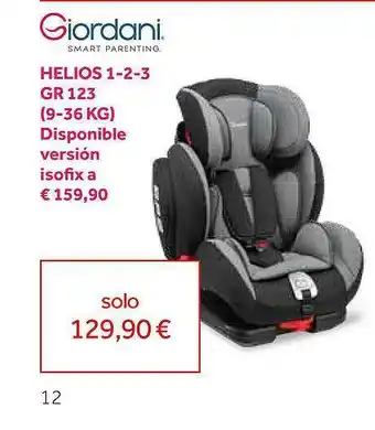 Prénatal Giordani Helios 1-2-3 Gr 123 9-36 Kg Disponible Versión Isofix oferta