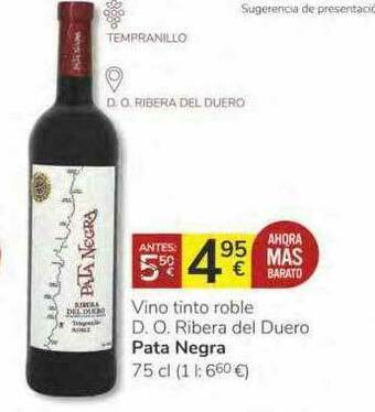 Supermercados Charter Vino Tinto Robie D. O. Ribera Del Duero Pata Negra oferta