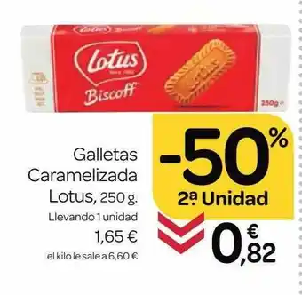 Supermercados El Jamón -50% 2a Unidad Galletas Caramelizada Lotus oferta