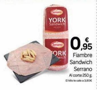 Supermercados El Jamón Fiambre Sandwich Serrano oferta