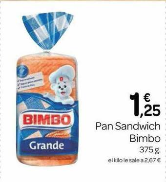 Supermercados El Jamón Pan Sandwich Bimbo oferta