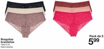 Zeeman Braguitas Brasileñas Tallas S-XL Pack de 3 oferta