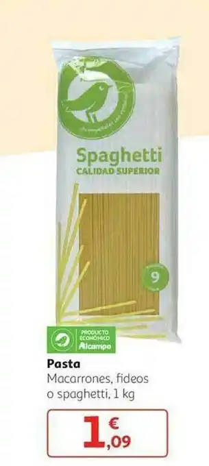 Alcampo Pasta Macarrones Fideos O Spaghetti oferta