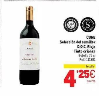 Makro Cune Selección Del Sumiller D.o.c. Rioja Tinto Crianza oferta