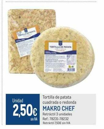 Makro Tortilla De Patata Cuadrada O Redonda Makro Chef oferta