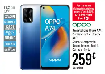 Carrefour Oppo Smartphone lliure A74 oferta
