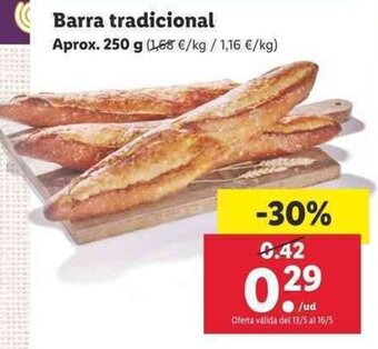 Lidl Barra Tradicional Aprox. 250g oferta