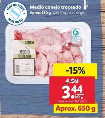 Lidl Medio conejo troceado Aprox. 650g oferta