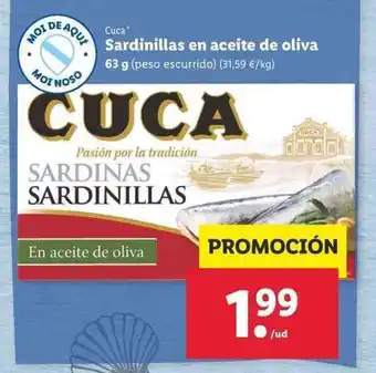 Lidl Cuca Sardinillas en aceite de oliva 63g oferta