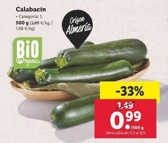 Lidl Calabacín 500g oferta