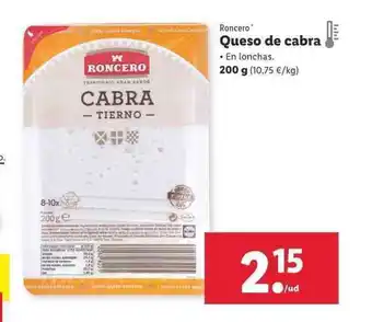 Lidl Roncero Queso de cabra 200g oferta