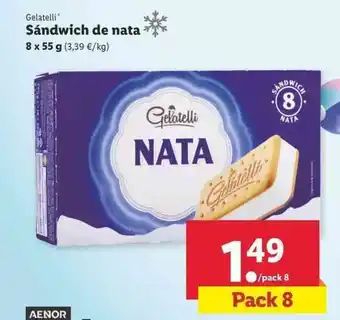 Lidl Gelatelli Sándwich de nata 8 x 55g oferta