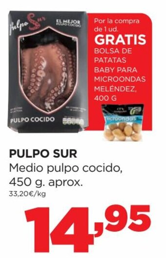 Alimerka Pulpo Sur Medio Pulpo Cocido, 450 g. Aprox. oferta