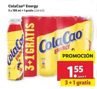 Lidl ColaCao Energy 3 x 188ml + 1 gratis oferta