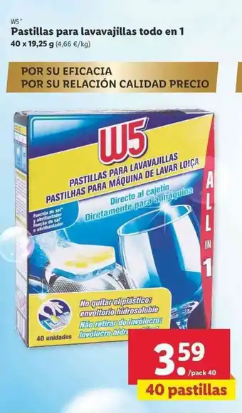 Lidl WS Pastillas para lavavajillas todo en 1 40 x 19,25g oferta