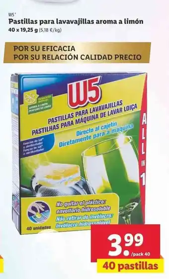 Lidl WS Pastillas para lavavajillas aroma a limón 40 x 19,25g oferta