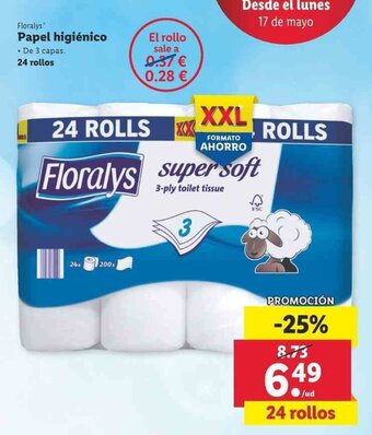 Lidl Floralys Papel higiénico 24 rollos oferta