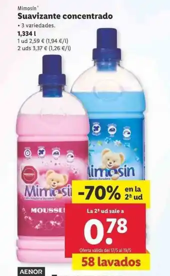 Lidl Mimosín Suavizante concentrado 1,334L oferta