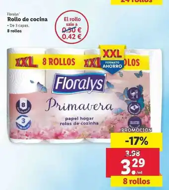 Lidl Floralys Rollo de cocina 8 rollos oferta