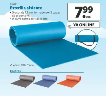 Lidl Crivit Esterilla aislante Aprox. 180 x 55cm oferta