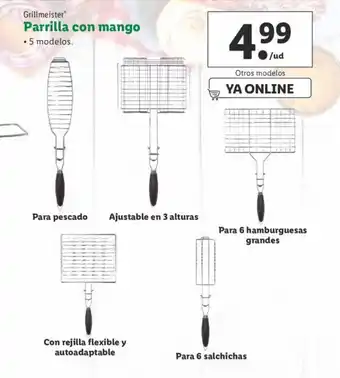 Lidl Grillmeister Parrilla con mango oferta