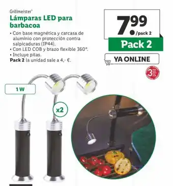 Lidl Grillmeister Lámparas LED para barbacoa Pack 2 oferta