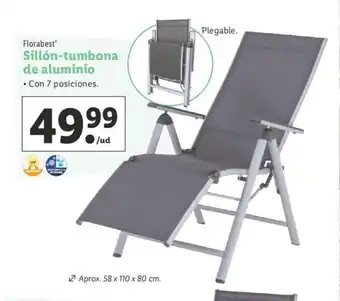 Lidl Florabest Sillón-tumbona de aluminio Aprox. 58 x 110 x 80cm oferta