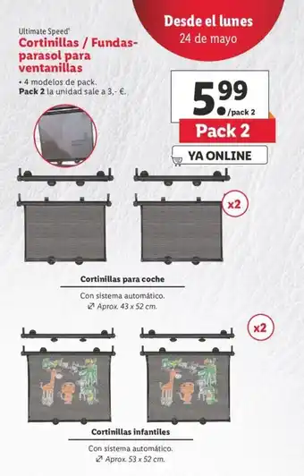 Lidl Ultimate Spped Cortinillas / Fundasparasol para ventanillas Pack 2 oferta