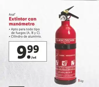 Lidl Anaf Extintor con manómetro 1kg oferta