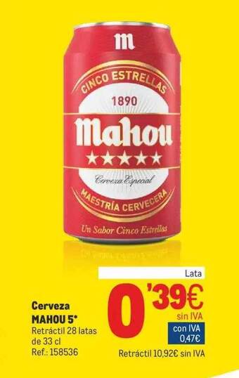 Makro Cerveza Mahou 5* oferta