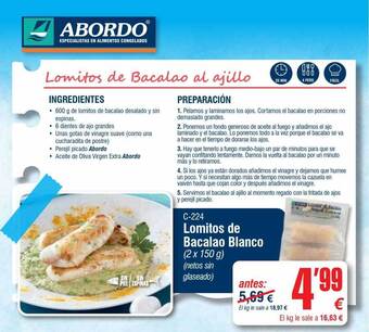 Abordo Lomitos De Bacalao Blanco oferta