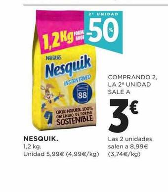 El Corte Inglés 2a Unidad -50% Nesquik oferta