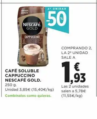 El Corte Inglés 2a Unidad -50% Café Soluble Cappuccino Nescafé Gold oferta